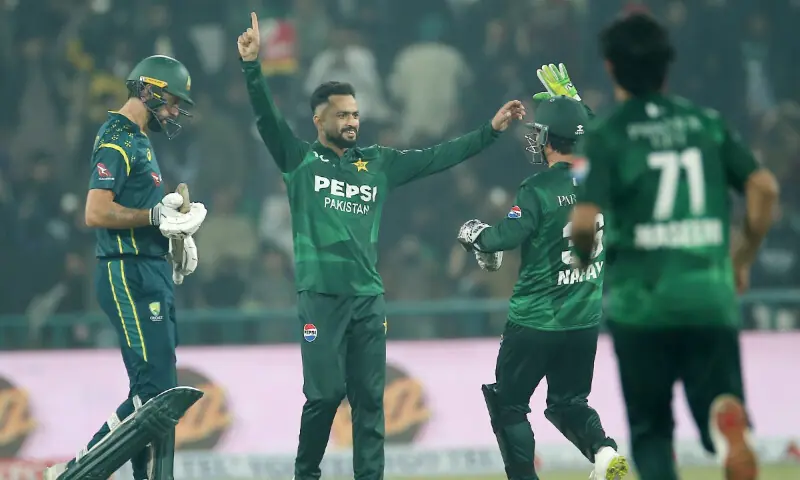Pakistan all-rounder Mohammad Nawaz celebrates after taking a wicket in the third T20I against Australia in Gaddafi Stadium, Lahore on Feb 1, 2026. — Photo courtesy X/@TheRealPCB Pakistan all-rounder Mohammad Nawaz celebrates after taking a wicket in the third T20I against Australia in Gaddafi Stadium, Lahore on Feb 1, 2026. — Photo courtesy X/@TheRealPCB