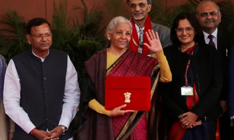 India’s Finance Minister Nirmala Sitharaman waves as she holds a folder bearing the Government of India’s emblem, while posing with her officials before leaving her office to present the annual federal budget in parliament, in New Delhi, India, February 1, 2026. —Reuters India’s Finance Minister Nirmala Sitharaman waves as she holds a folder bearing the Government of India’s emblem, while posing with her officials before leaving her office to present the annual federal budget in parliament, in New Delhi, India, February 1, 2026. —Reuters