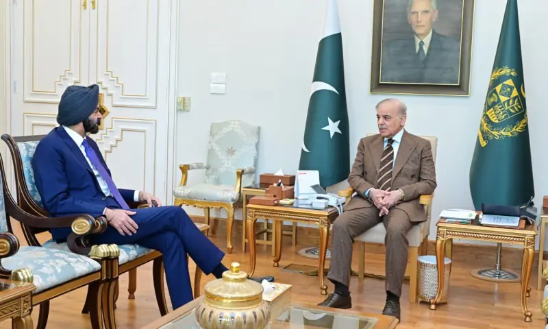 World Bank Group President Ajay Banga calls on Prime Minister Shehbaz Sharif in Islamabad on February 2. &mdash; GovtofPakistan via X