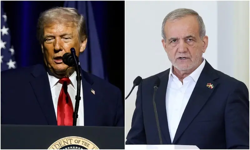 A combination photo of US President Donald Trump and Iranian President Masoud Pezeshkian. &mdash; Reuters/File