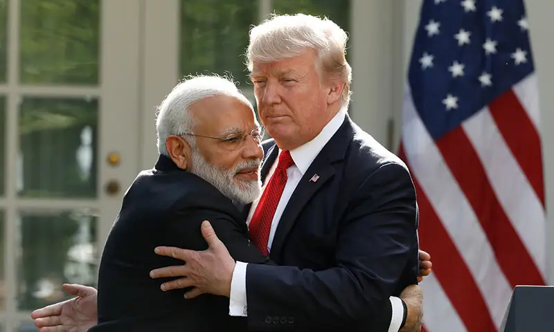 US President Donald Trump and Indian Prime Minister Narendra Modi hold their first face-to-face meeting in Washington, DC, the US on June 27, 2017. &mdash; Reuters/File