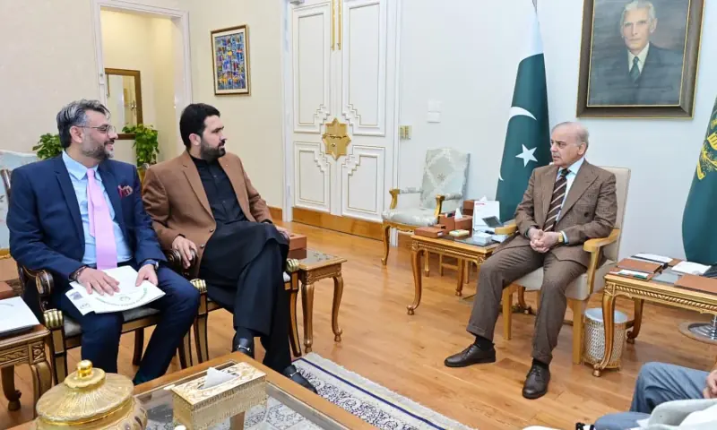 KP Chief Minister Sohail Afridi meets with PM Shehbaz Sharif in Islamabad on Feb 2. &mdash; PID