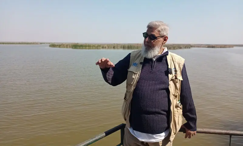 Ecologist Rafiul Haq photographed at Haleji Lake in Sindh. — Photo by author