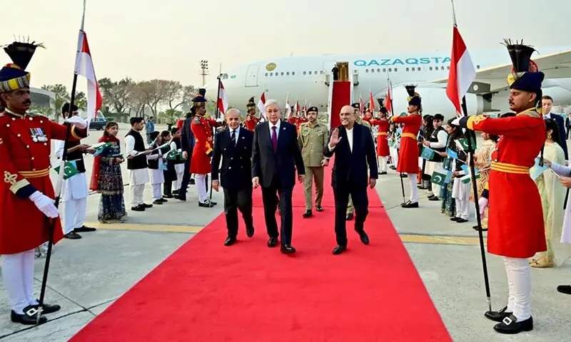 President Asif Ali Zardari and Prime Minister Shehbaz Sharif greet Kazakh President Kassym-Jomart Tokayev upon his arrival at Rawalpindi’s Nur Khan airbase on February 3, 2026. — X/@MediaCellPPP President Asif Ali Zardari and Prime Minister Shehbaz Sharif greet Kazakh President Kassym-Jomart Tokayev upon his arrival at Rawalpindi’s Nur Khan airbase on February 3, 2026. — X/@MediaCellPPP