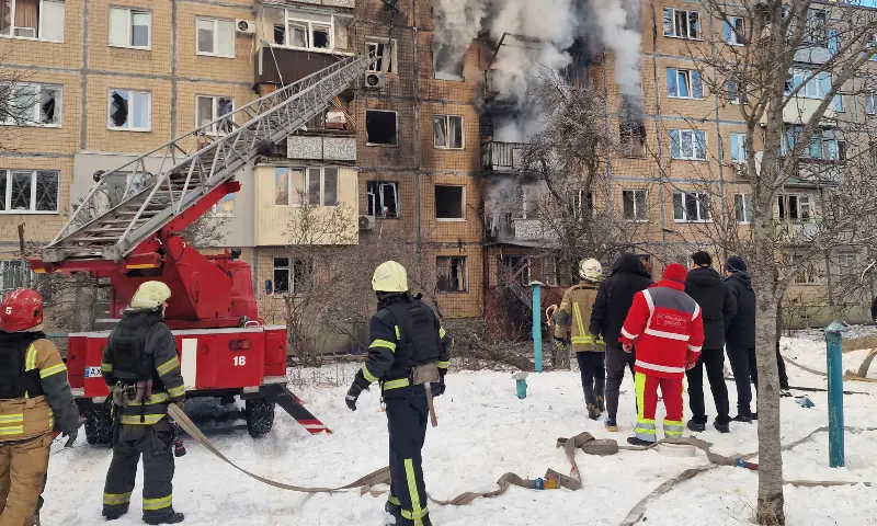 RESCUERS work at the site of an apartment building hit by a Russian drone strike in Kharkiv.—Reuters RESCUERS work at the site of an apartment building hit by a Russian drone strike in Kharkiv.—Reuters