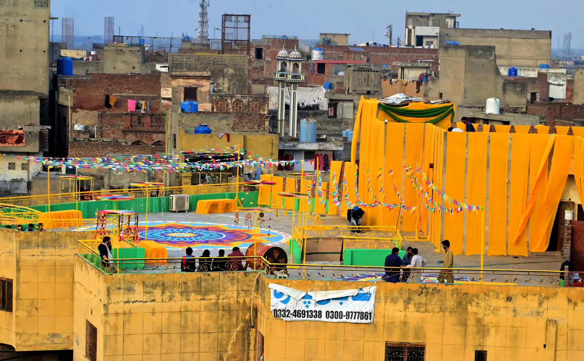 Freshly renovated rooftops set up for Basant festivities in old Lahore. Photo: Arif Ali/White Star
