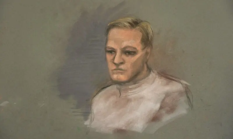 A court sketch shows Marius Borg Hoiby during the first day of the trial against him, which takes place at the Oslo District Court in Oslo, Norway February 3. &mdash; Reuters
