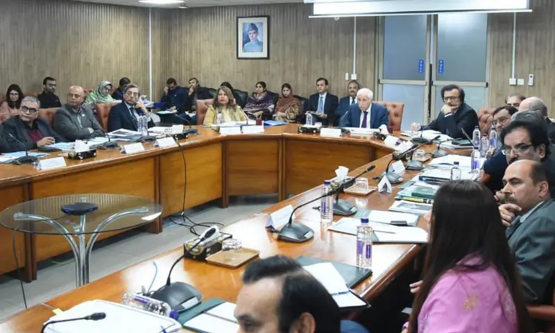 Minister for the Board of Investment Qaiser Ahmed Sheikh chairs the sixth meeting of the Cabinet Committee in Islamabad on Feb 4. &mdash; PID