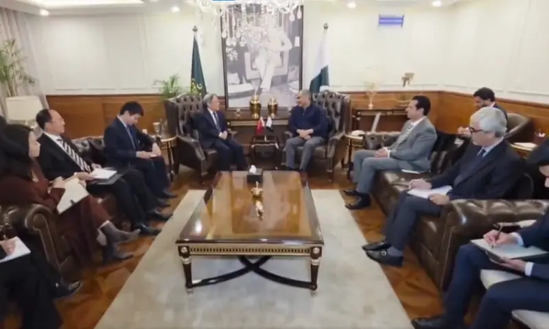 Federal Minister for Interior Mohsin Naqvi meets with Chinese Ambassador Jiang Zaidong in Islamabad on Feb 5. &mdash; MOIofficialGoP via X