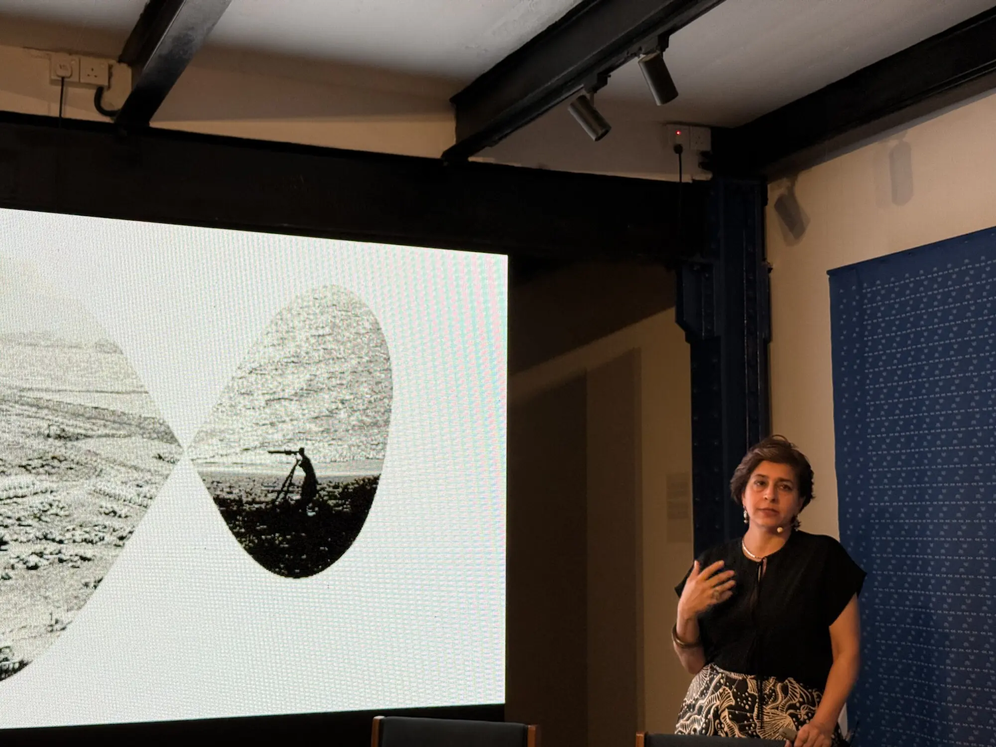 Naiza Khan talking about her work. Photo: Author