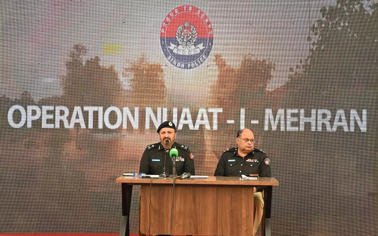 Sindh Inspector General of Police Javed Alam Odho addresses a press conference in Karachi. &mdash; Photo provided by author