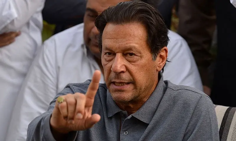 PTI founder Imran Khan gestures during a press conference. &mdash; AFP/File