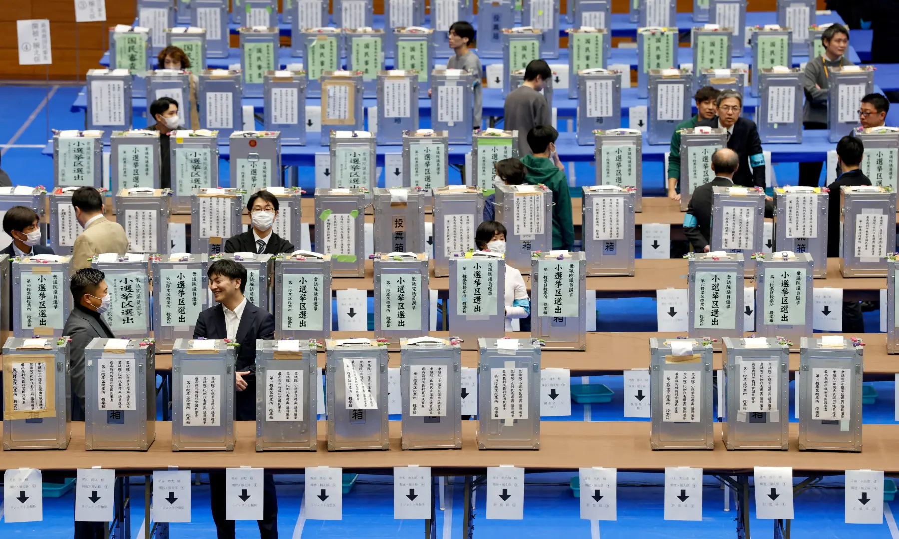 Election officials stand next to ballot boxes at a ballot counting centre, on the day of the country’s general election, in Tokyo, Japan, on Feb 8, 2026. — Reuters Election officials stand next to ballot boxes at a ballot counting centre, on the day of the country’s general election, in Tokyo, Japan, on Feb 8, 2026. — Reuters