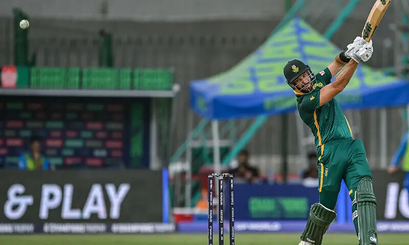 South Africa&rsquo;s Aiden Markram plays a shot during the ICC Champions Trophy one-day international (ODI) cricket match between Afghanistan and South Africa at the National Stadium in Karachi on February 21, 2025. (Photo by Asif HASSAN / AFP)