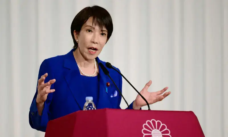 Sanae Takaichi, the newly elected leader of Japan&rsquo;s ruling party, the Liberal Democratic Party (LDP), holds a press conference after the LDP presidential election in Tokyo, Japan on Oct 4.&mdash;Reuters