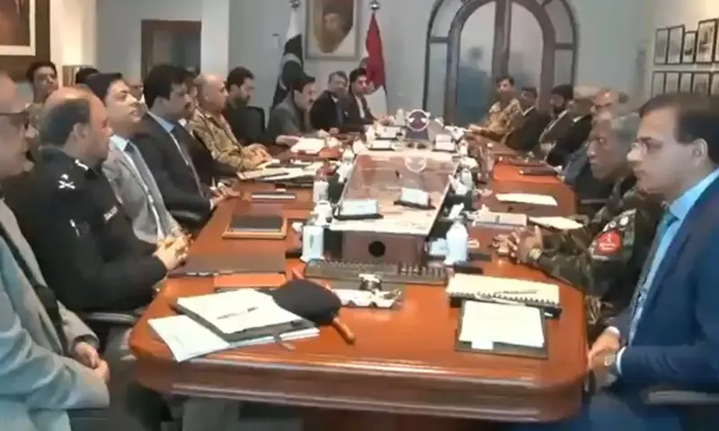 High-level meeting at the Peshawar Corps Headquarters on February 10. — Screengrab from video via X/@YarMKNiazi High-level meeting at the Peshawar Corps Headquarters on February 10. — Screengrab from video via X/@YarMKNiazi