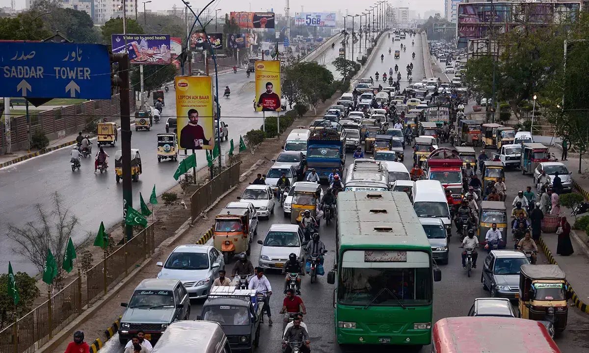 A general view shows road traffic in Karachi. — DawnNewsTV/File A general view shows road traffic in Karachi. — DawnNewsTV/File