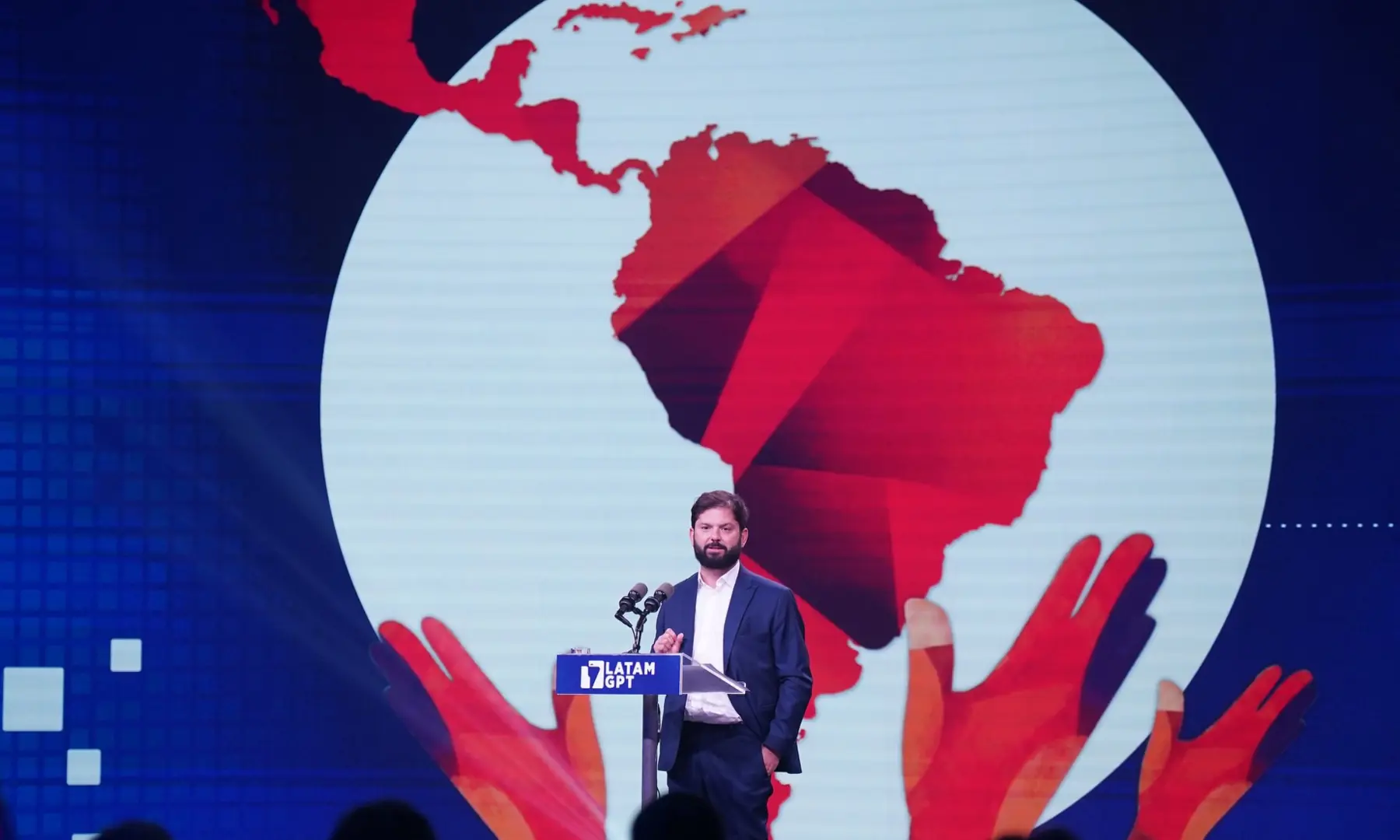 Chilean President Gabriel Boric addresses an event to launch Latam-GPT. &mdash; X/GabrielBoric