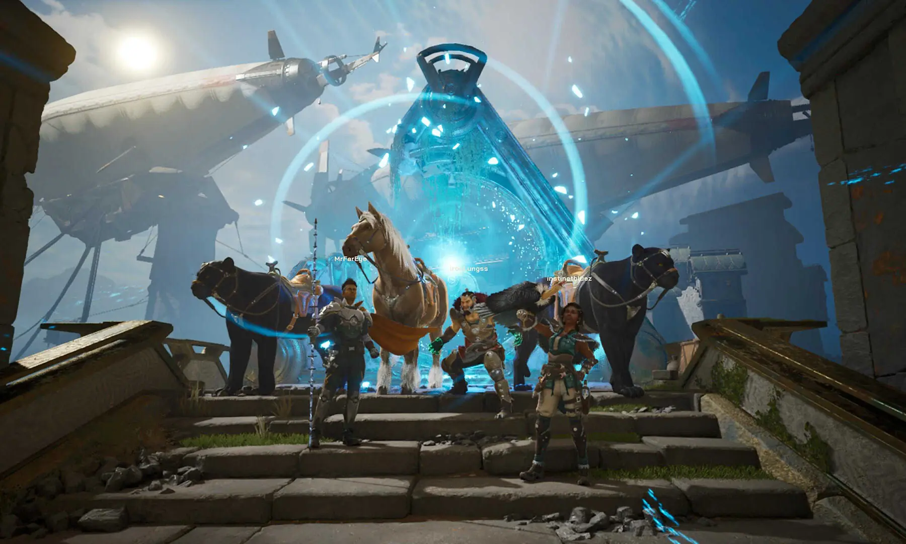 A screengrab of wardens and their mounts from Highguard. — Screengrab by author