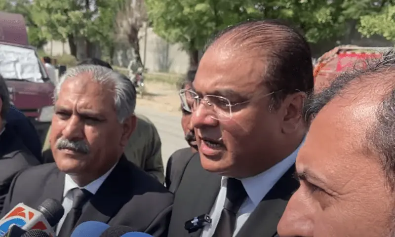 Advocate Salman Safdar talks to the media on Oct 4, 2023. — Screengrab from video provided by Umar Mehtab/File Advocate Salman Safdar talks to the media on Oct 4, 2023. — Screengrab from video provided by Umar Mehtab/File