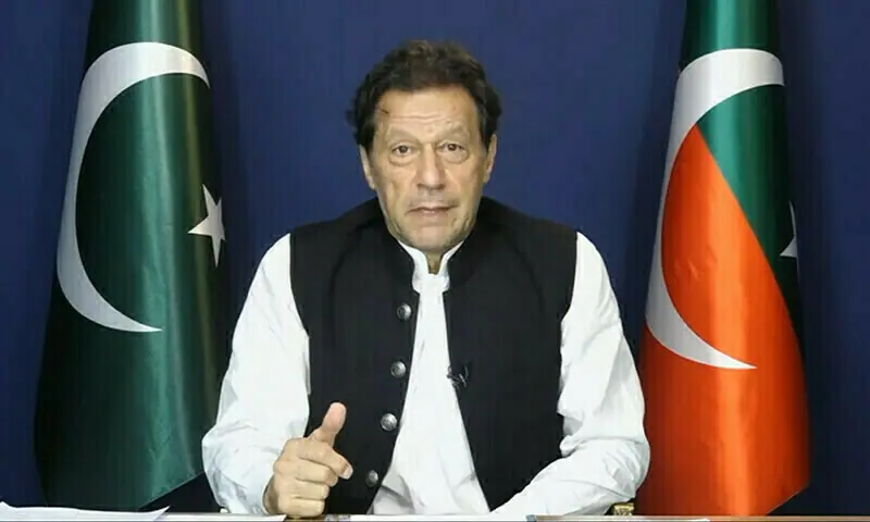 PTI Chairman Imran Khan addresses the nation in a speech after being released from NAB custody in May 2023. &mdash; DawnNewsTV/File