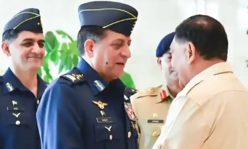 Air Chief Marshal Zaheer Ahmed Sidhu in meetings with Indonesian leadership. &mdash; Screengrab from video by ISPR
