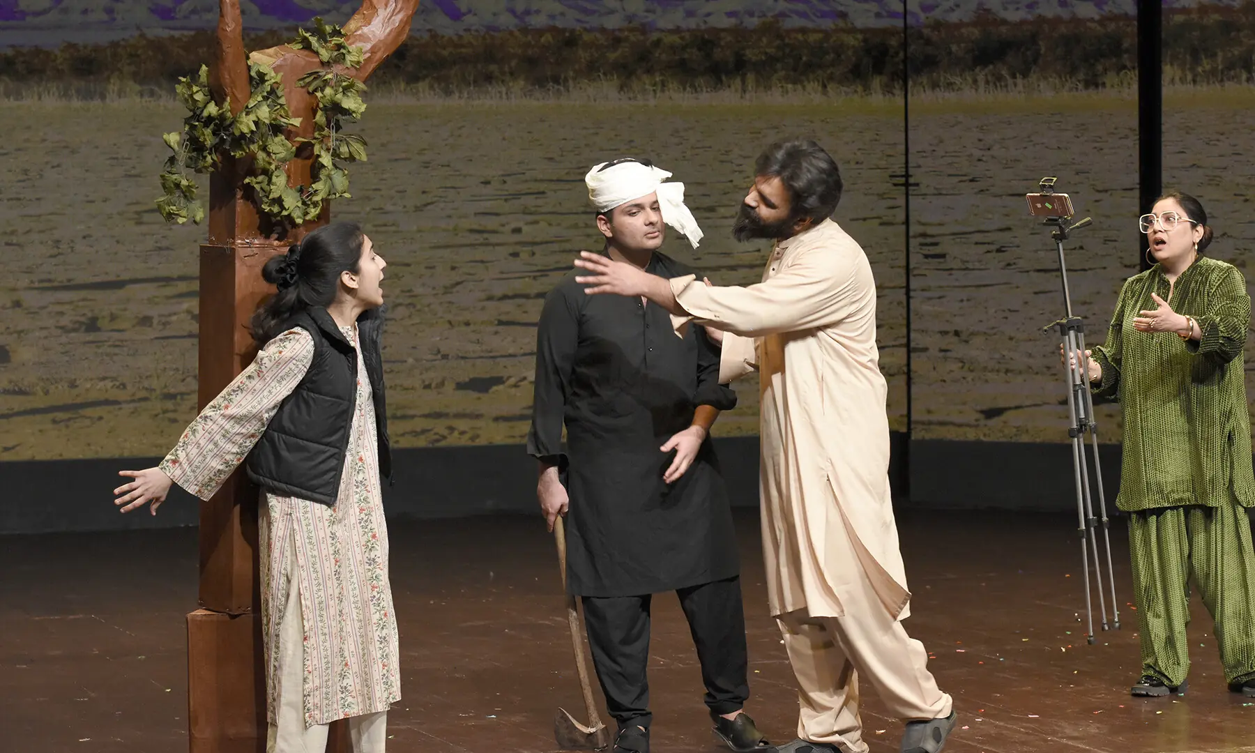 Artists perform a stage play about the environment on Pakistan Mother Languages Literature Festival at the PNCA on in Islamabad on February 14. Tanveer Shahzad/White Star