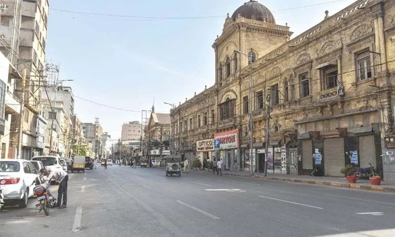 Image shows view of a road in Saddar.— Fahim Siddiqi/White Star Image shows view of a road in Saddar.— Fahim Siddiqi/White Star