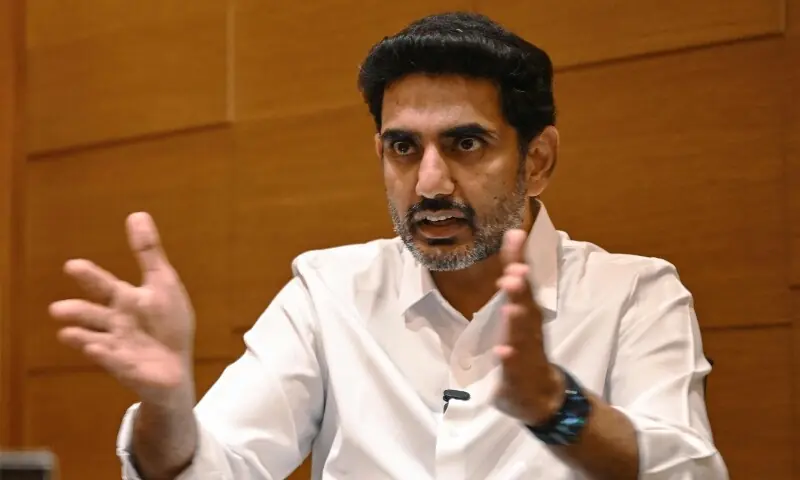 This photograph, taken on January 4, shows information technology minister for India&rsquo;s Andhra Pradesh state Nara Lokesh, speaking during an interview with AFP in New Delhi. &mdash; AFP