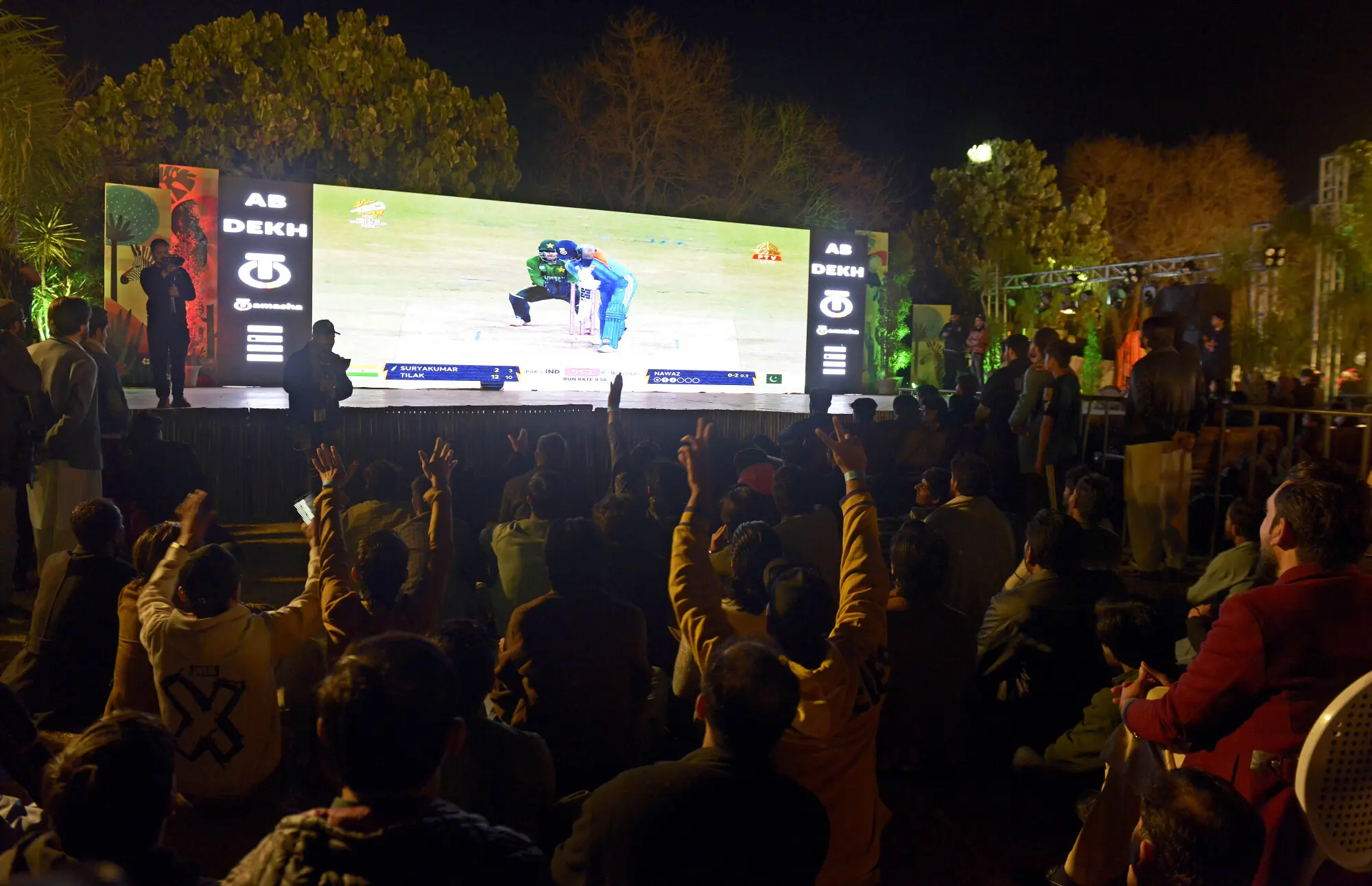 A photo from the Pakistan-India match screening in Islamabad on February 15. &mdash; Mohammad Asim/White Star