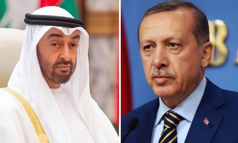 This combo photo shows Abu Dhabi Crown Prince Mohammed bin Zayed Al Nahyan and Turkish President Tayyip Erdogan. — Photos AFP/Reuters This combo photo shows Abu Dhabi Crown Prince Mohammed bin Zayed Al Nahyan and Turkish President Tayyip Erdogan. — Photos AFP/Reuters