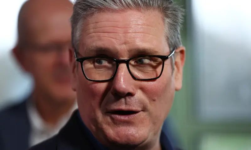 British Prime Minister Keir Starmer talks with members of the audience after delivering a speech at Horntye Park Sports Complex, in St Leonards, Britain on February 5. &mdash; Reuters