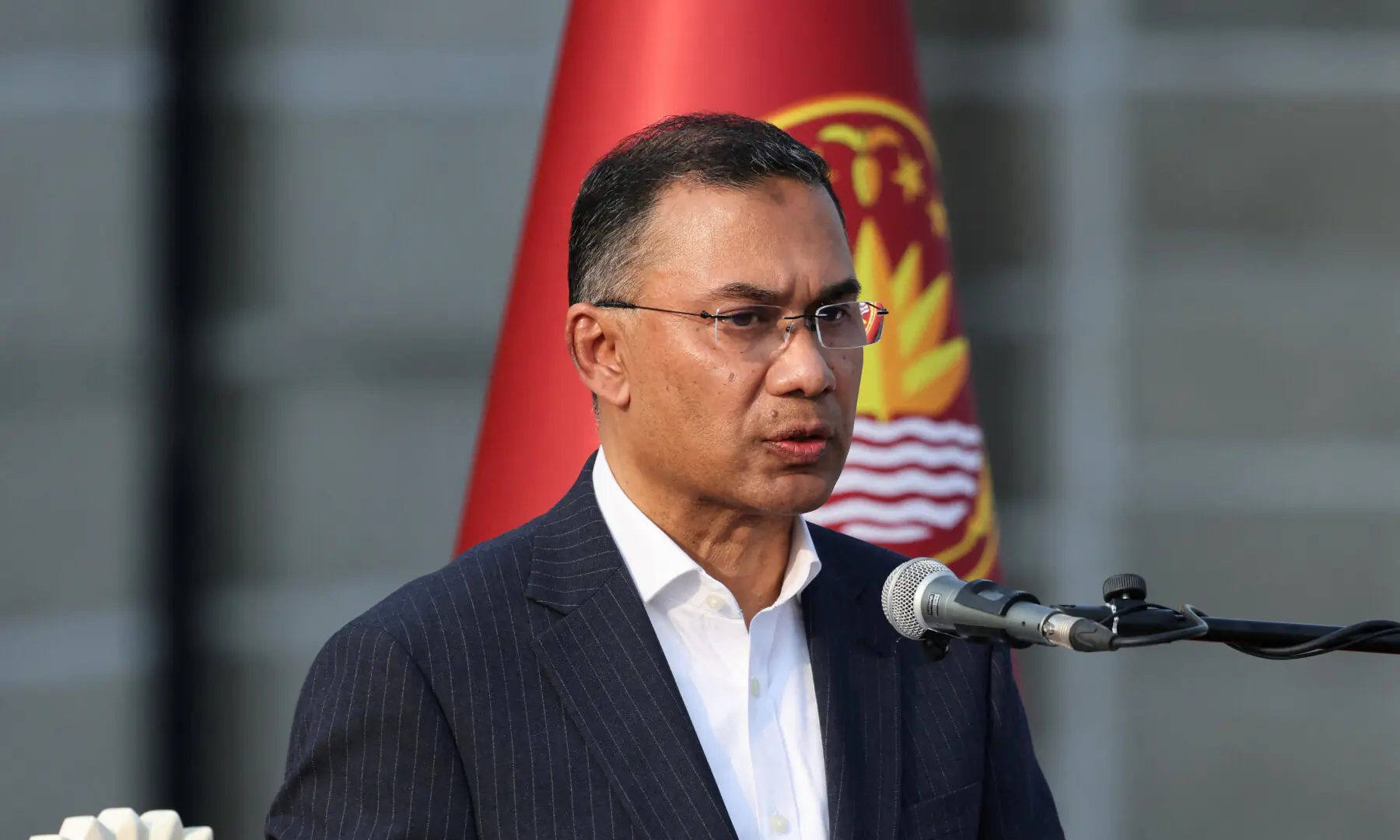 Tarique Rahman is sworn in as the Prime Minister of Bangladesh at the South Plaza of the parliament building, after a landslide victory in the national polls, in Dhaka, Bangladesh on Feb 17, 2026. &mdash; Reuters