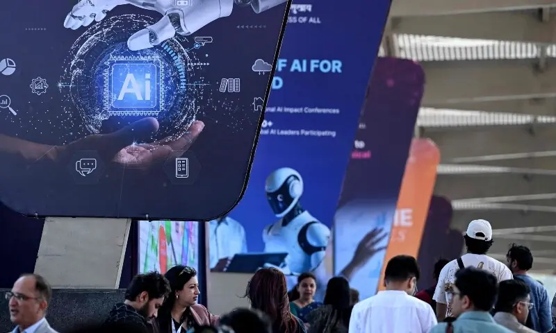 Visitors arrive to attend the AI Impact Summit in New Delhi on February 17. — AFP Visitors arrive to attend the AI Impact Summit in New Delhi on February 17. — AFP
