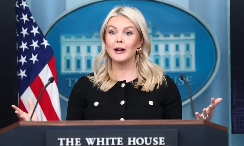White House press secretary Karoline Leavitt holds a briefing at the White House in Washington, DC, US on February 18, 2026. &mdash; Reuters