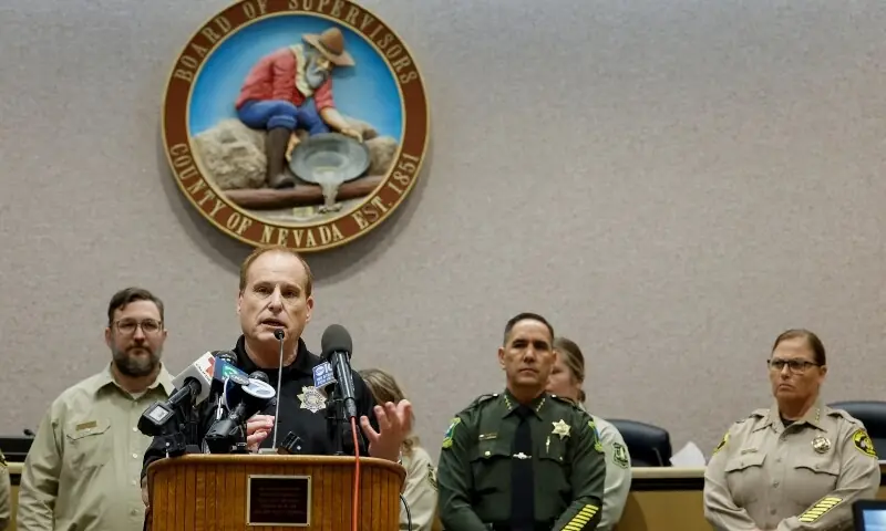 Chief of Law Enforcement at Cal OES Donald O&rsquo;Keefe speaks during a press conference after a group of skiers went missing in an avalanche in the Sierra Nevada mountains, at the Nevada County Sheriff&rsquo;s Office in Nevada City, California, U.S. February 18, 2026. &mdash;Reuters