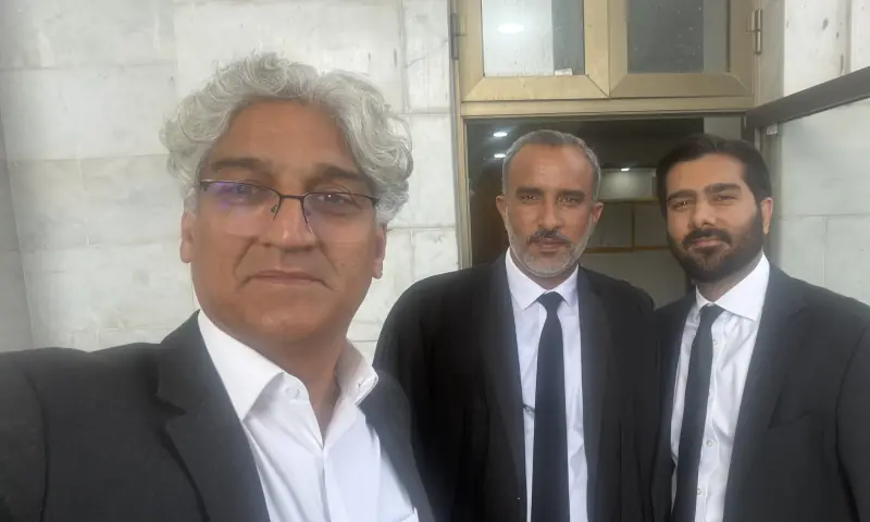 Senior journalist Matiullah Jan at the Islamabad High Court (IHC) after a hearing pertaining to a narcotics and terrorism case against him, on Feb 19, 2026. &mdash; X/Matiullahjan919