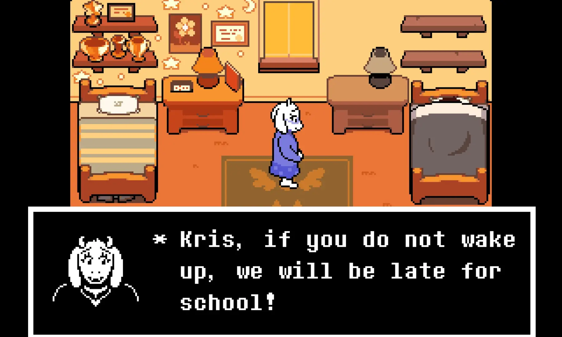 Kris&rsquo; mom wakes them up for school. Does she look familiar? &mdash; screengrab by author