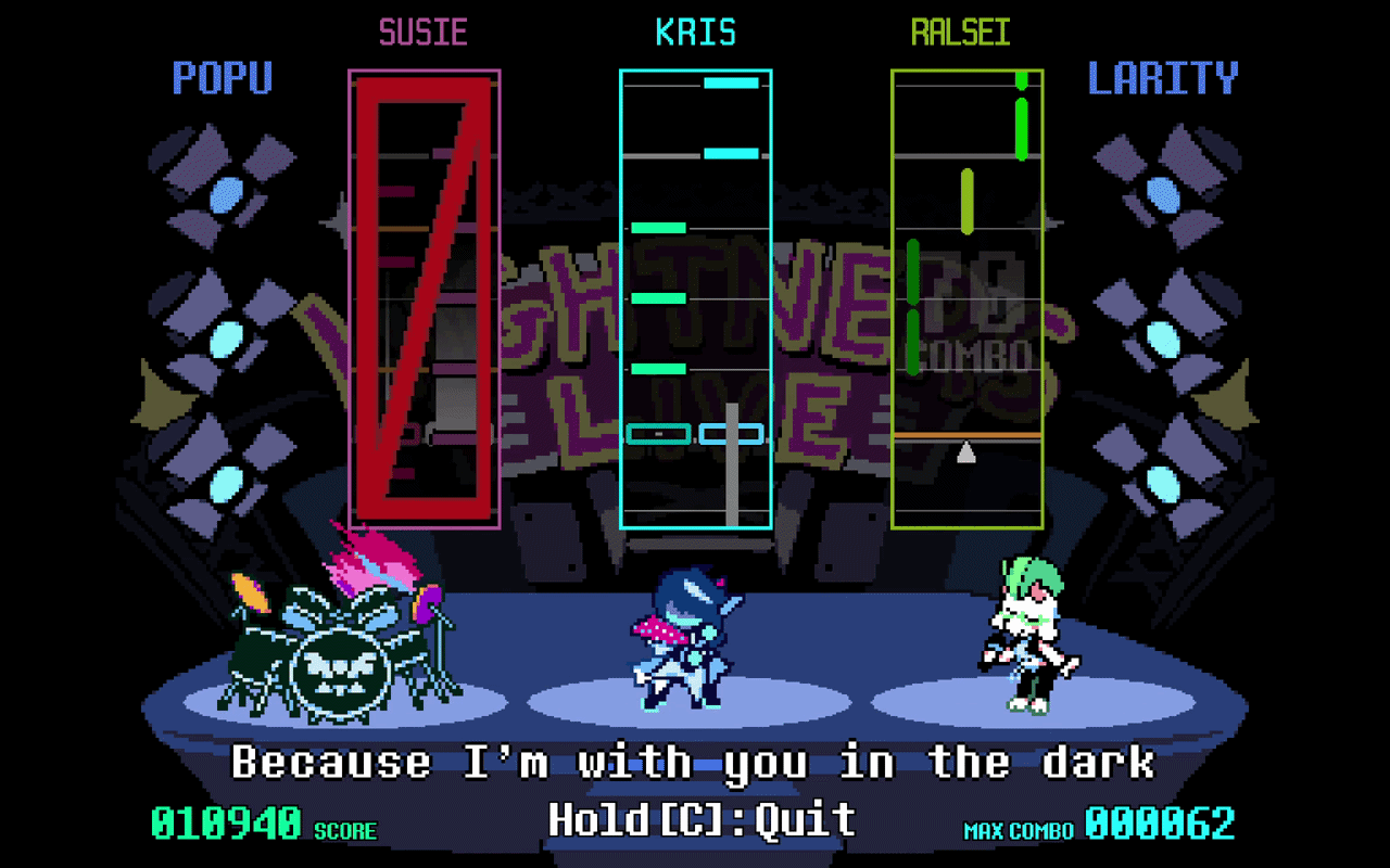 The heroes rock out (this is my favourite minigame ever). &mdash; GIF by author