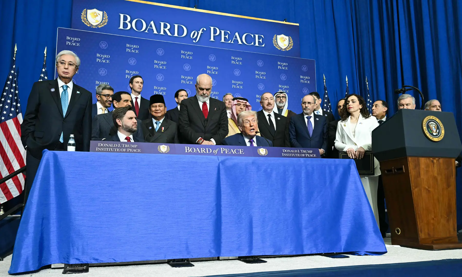 US President Donald Trump speaks during a signing ceremony at the inaugural meeting of the “Board of Peace” at the US Institute of Peace in Washington, DC, on February 19, 2026. — AFP US President Donald Trump speaks during a signing ceremony at the inaugural meeting of the “Board of Peace” at the US Institute of Peace in Washington, DC, on February 19, 2026. — AFP