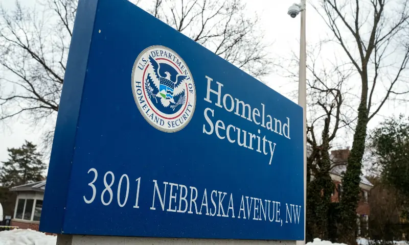 A view of the sign in front of US Homeland Security Department on Nebraska Avenue in Washington, DC, US on February 15, 2026. &mdash; Reuters
