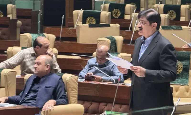 Sindh Chief Minister Murad Ali Shah addresses the Sindh Assembly on Feb 21, 2026. — X/SindhCMHouse Sindh Chief Minister Murad Ali Shah addresses the Sindh Assembly on Feb 21, 2026. — X/SindhCMHouse