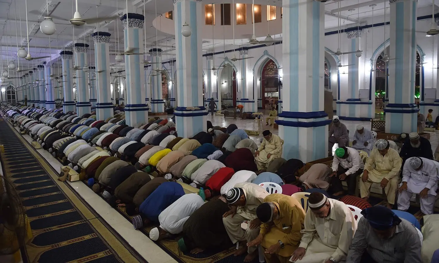 Muslims attend a special &ldquo;Taraweeh&rdquo; evening prayer on the first day of Ramazan at a mosque in Karachi. &mdash; AFP/File