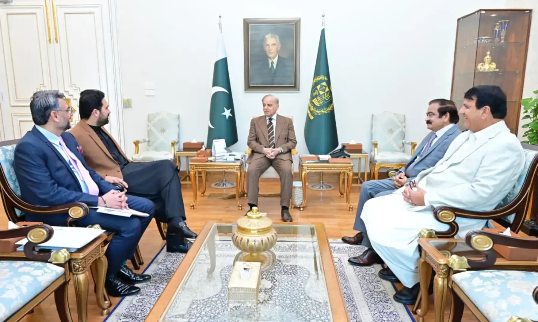 KP CM Sohail Afridi meets with PM Shehbaz Sharif at PM House in Islamabad on Feb 2, 2026. &mdash; X/PTVNewsOfficial