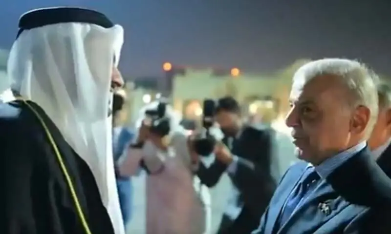 Prime Minister Shehbaz Sharif arrives in Qatar on Monday. &mdash; Screengrab via PTV News/X