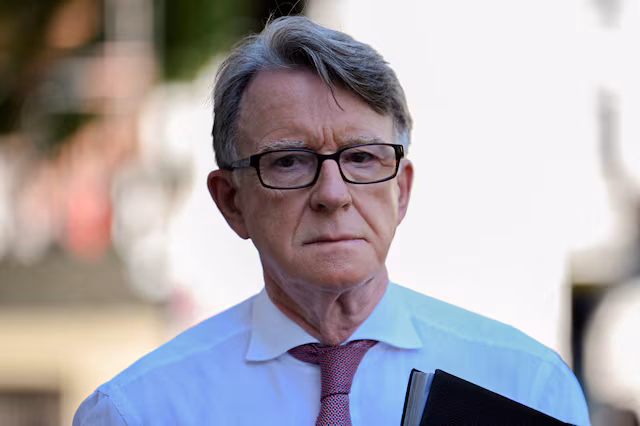 Peter Mandelson, who was at the time British Ambassador to the United States, walks on the day British Prime Minister Keir Starmer held an emergency Cobra meeting, in London, Britain, June 18, 2025. &mdash; Reuters