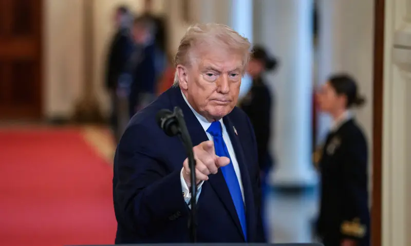 US President Donald Trump gestures at the end of an event to honor “Angel Families” who have lost family members to crimes committed by people in the country illegally, at the White House in Washington, DC, US on February 23, 2026. — Reuters US President Donald Trump gestures at the end of an event to honor “Angel Families” who have lost family members to crimes committed by people in the country illegally, at the White House in Washington, DC, US on February 23, 2026. — Reuters