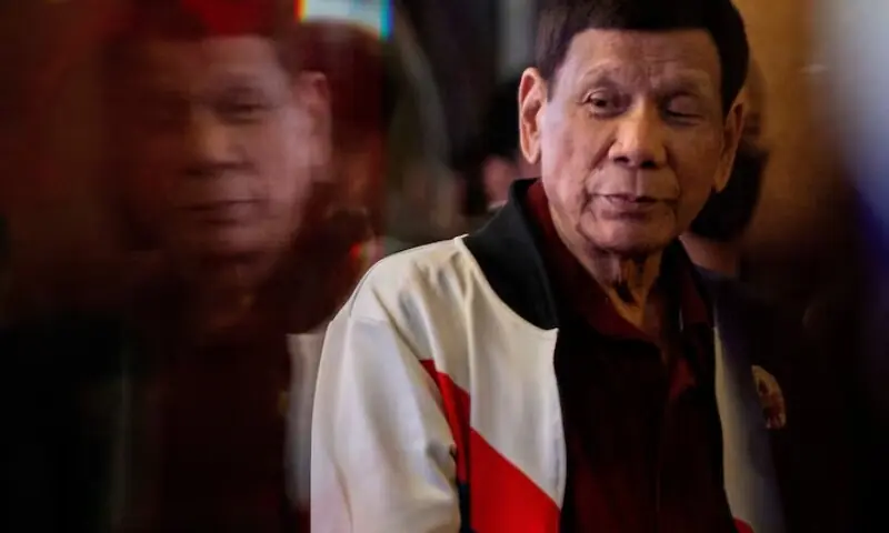 Former Philippine president Rodrigo Duterte delivers a speech during the proclamation rally for his political party PDP-Laban&rsquo;s senatorial candidates ahead of the midterm elections, at Club Filipino in San Juan, Metro Manila, Philippines, February 13, 2025. &mdash;Reuters/File