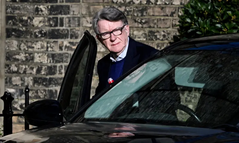 Former British Ambassador to the US Peter Mandelson enters a vehicle outside a reported residence, after police launched a misconduct in public office investigation following the release of US Justice Department files linked to the late financier and convicted sex offender Jeffrey Epstein, in London, Britain on Feb 14, 2026. &mdash; Reuters/File
