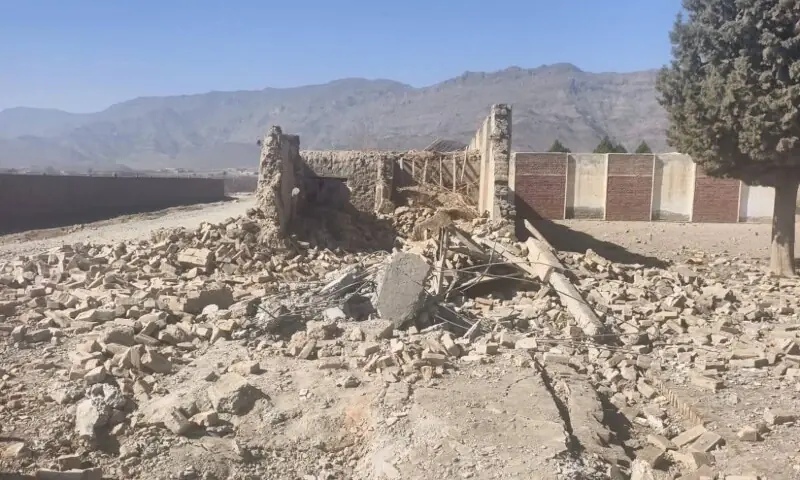 Image shows atermath of the explosion at Government Middle School (GMS) boys&rsquo; Sharif Khan Kot in Birmal. &mdash; Photo via author